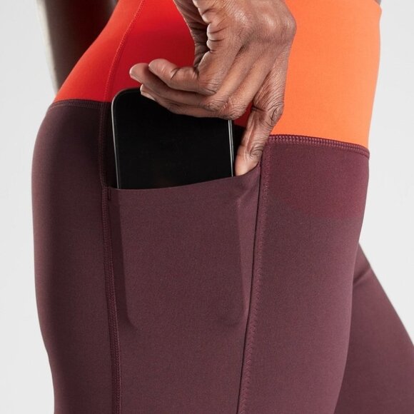 Athleta Leggings Size Extra Small XS Burgundy Red Tenacity 7/8 Tight Powerlift - Picture 11 of 14